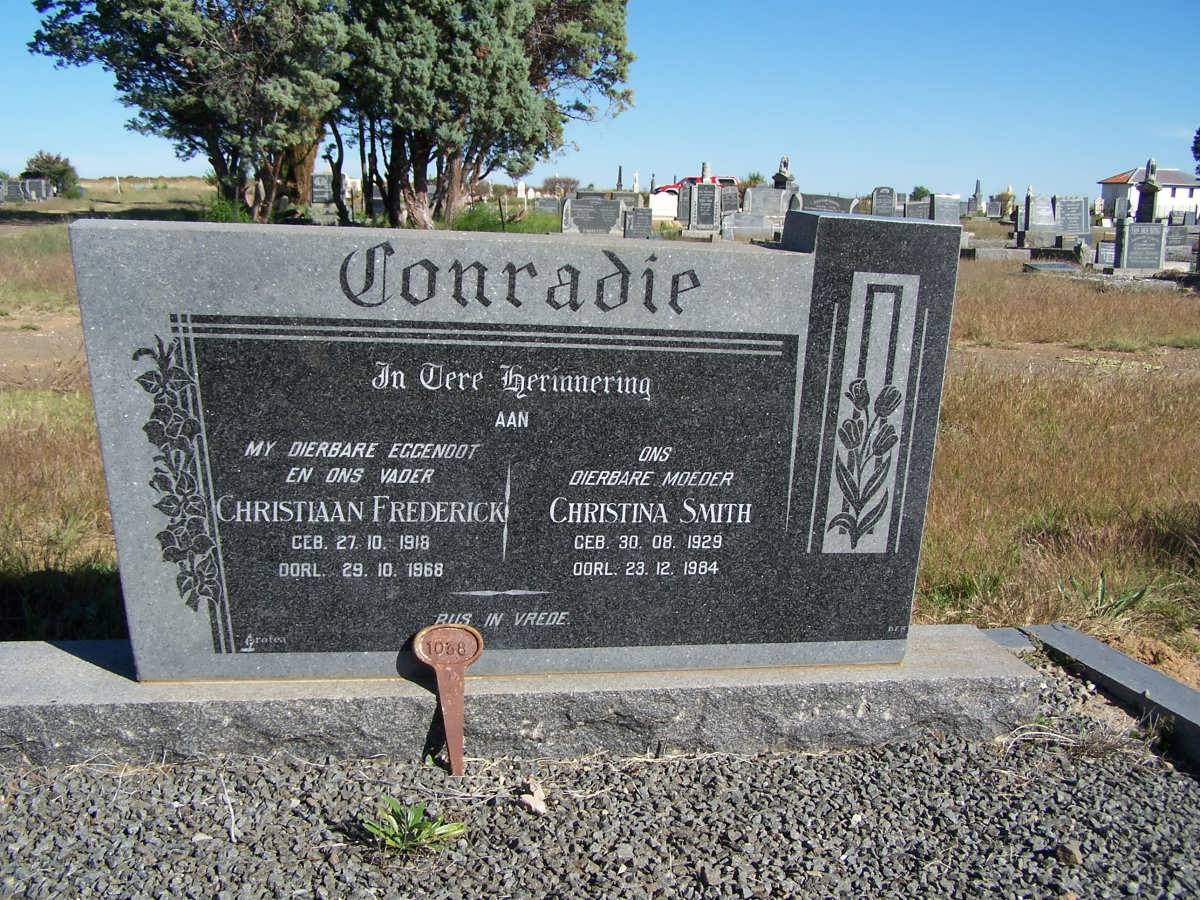 CONRADIE Christiaan Frederick 1918-1968 &amp; Christina SMITH 1929-1984