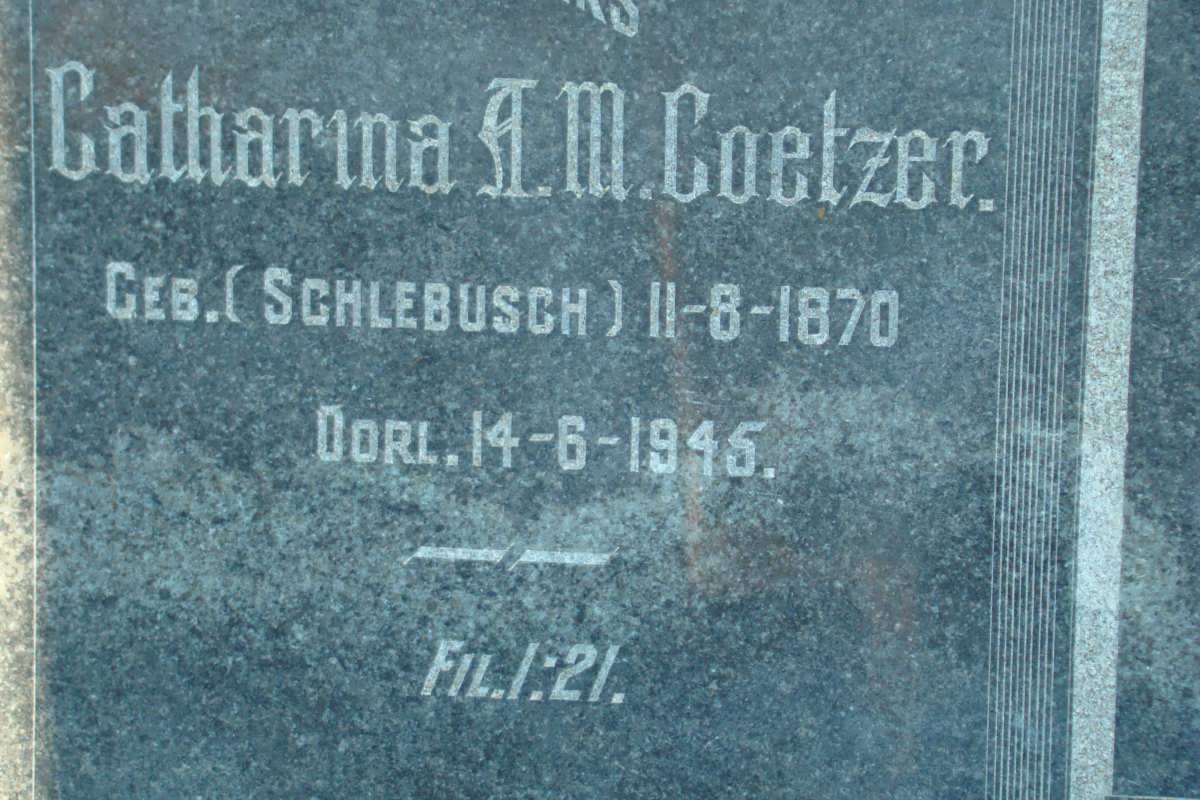 COETZER Catharina A.M. nee SCHLEBUSCH 1870-1945
