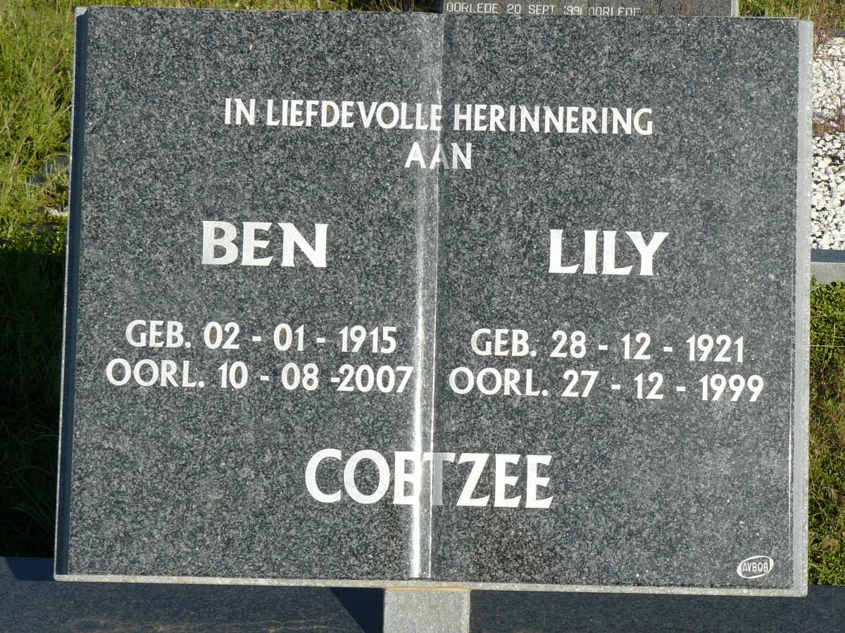 COETZEE Ben 1915-2007 &amp; Lily 1921-1999