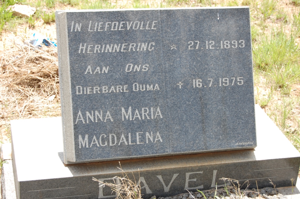 DAVEL Anna Maria Magdalena 1893-1975