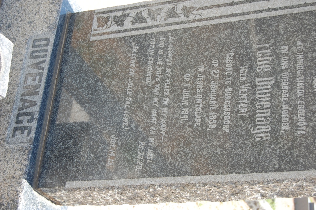 DUVENAGE Febe nee VENTER 1898-1941