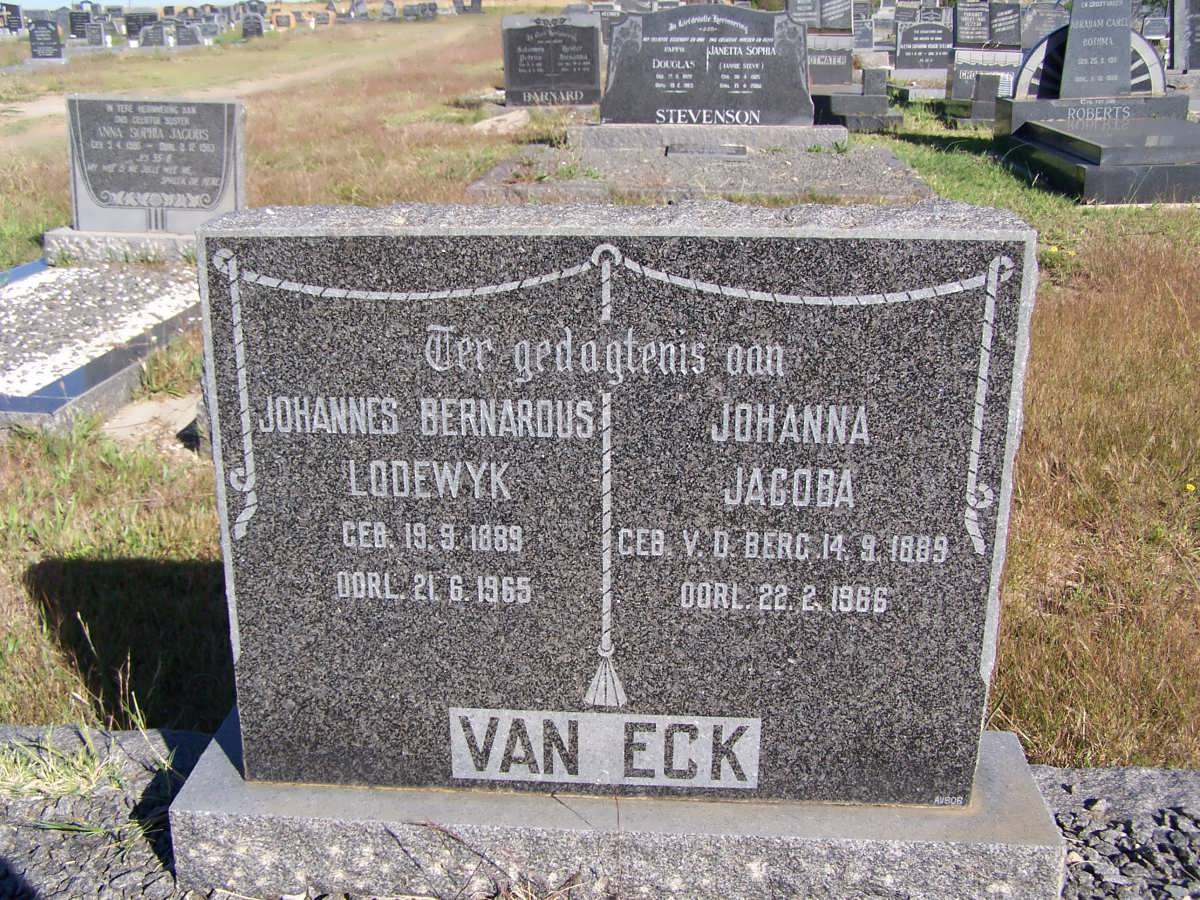 ECK Johannes Bernardus Lodewyk, van 1889-1965 &amp; Johanna Jacoba V.D. BERG 1889-1966