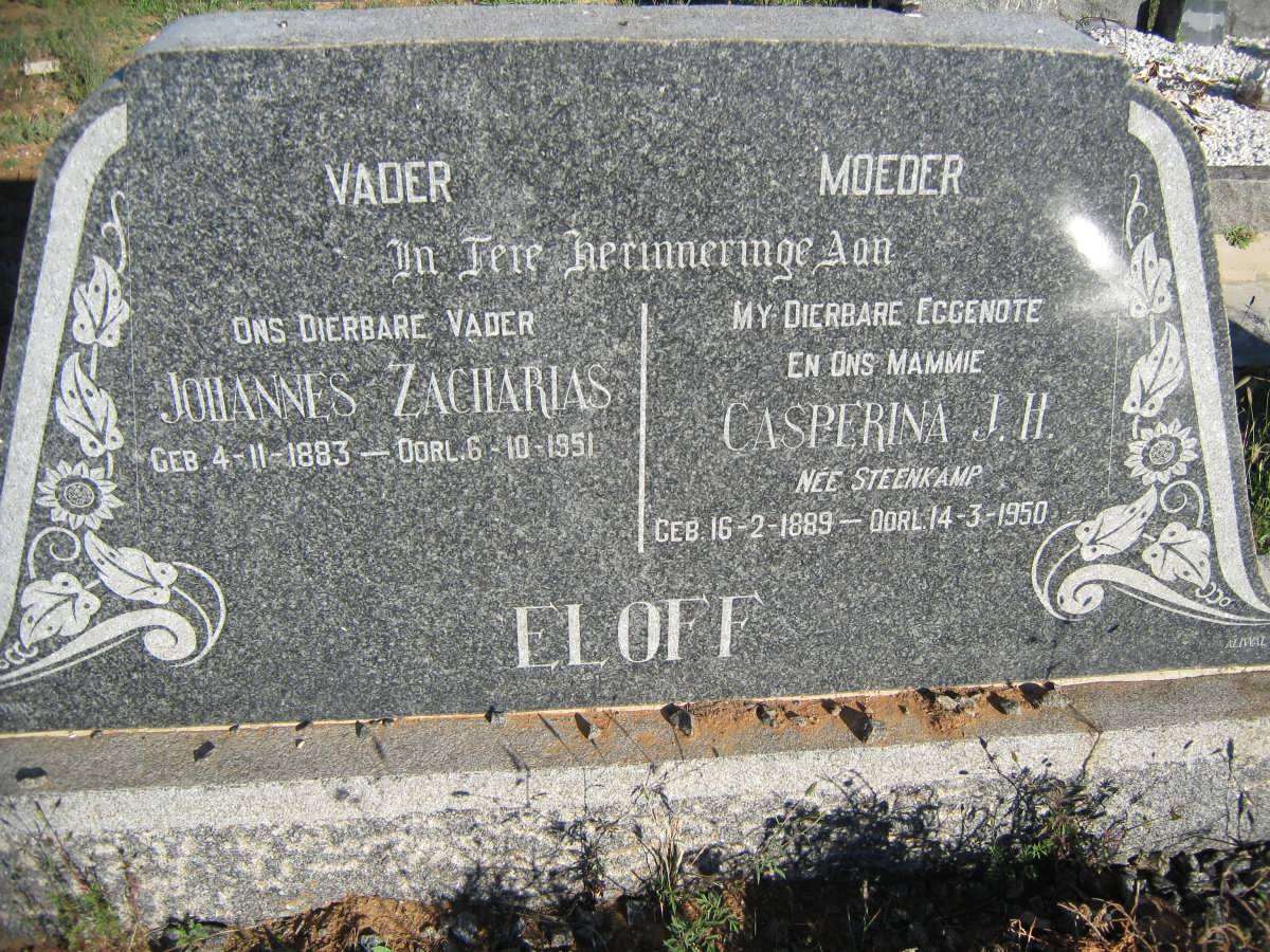 ELOFF Johannes Zacharias 1883-1951 &amp; Casparina J.H. STEENKAMP 1889-1950