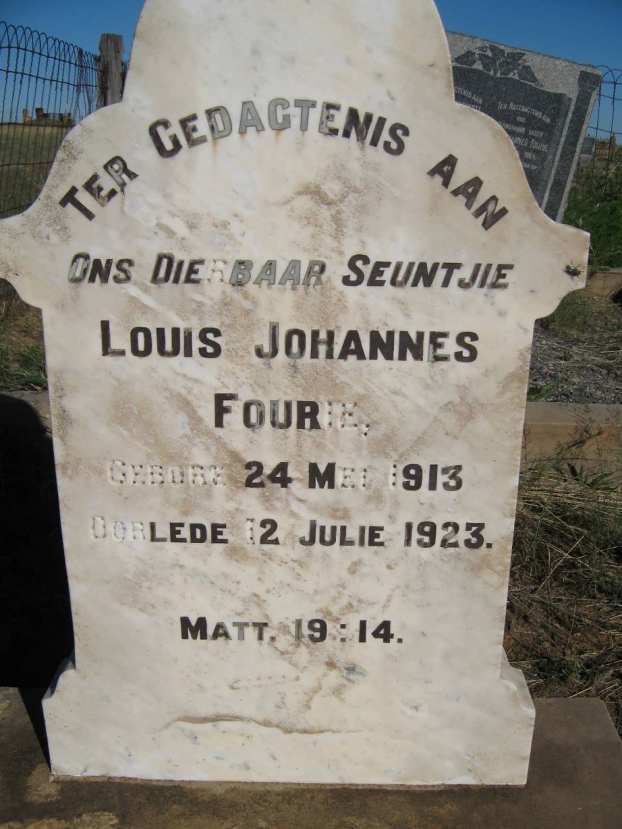 FOURIE Louis Johannes 1913-1923