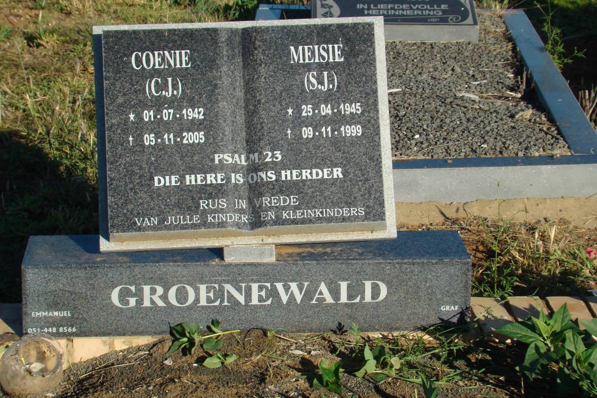 GROENEWALD C.J. 1942-2005 &amp; S.J. 1945-1999