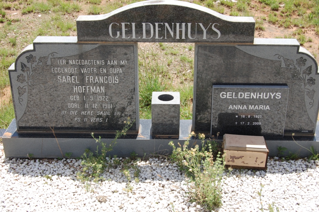 GELDENHUYS Sarel Francois Hoffman 1922-1981 &amp; Anna Maria 1923-2009