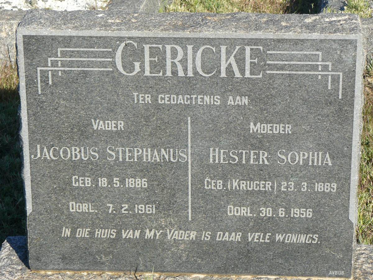 GERICKE Jacobus Stephanus 1886-1961 &amp; Hester Sophia KRUGER 1889-1956