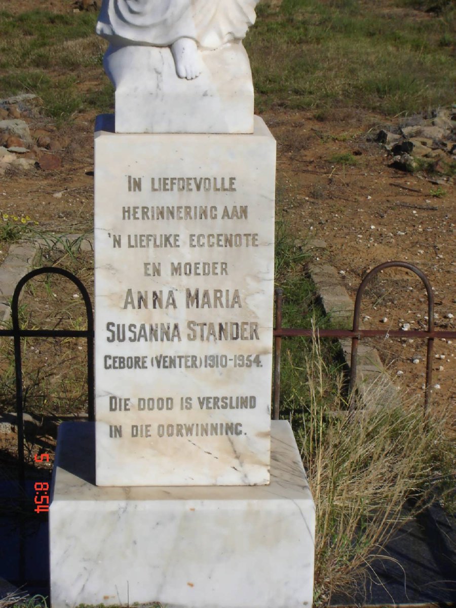 STANDER Anna Maria Susanna nee VENTER 1910-1954