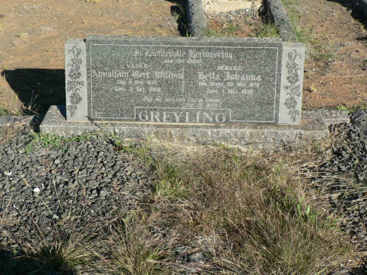 GREYLING Abraham Gert Willem 1873-1946 &amp; Heila Johanna 1878-1938