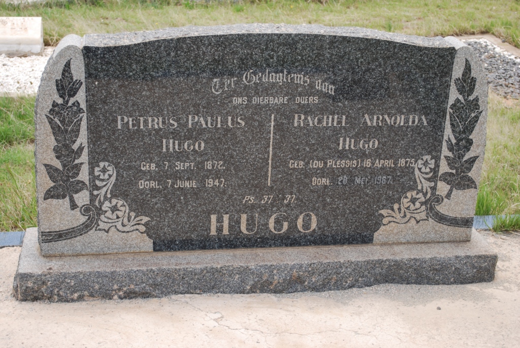 HUGO Petrus Paulus 1872-1947 &amp; Rachel Arnolda DU PLESSIS 1875-1967