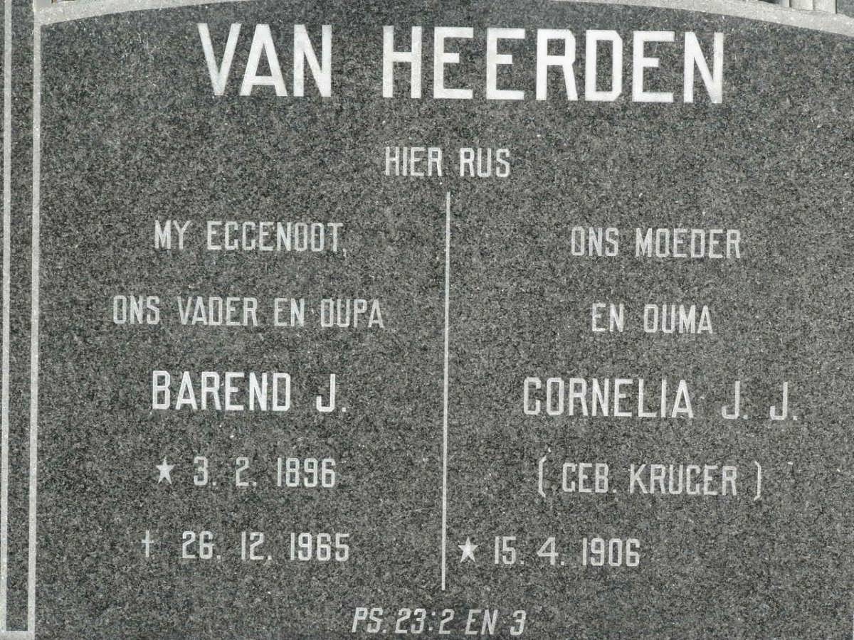 HEERDEN Barend J., van 1896-1965 &amp; Cornelia J.J. KRUGER 1906-