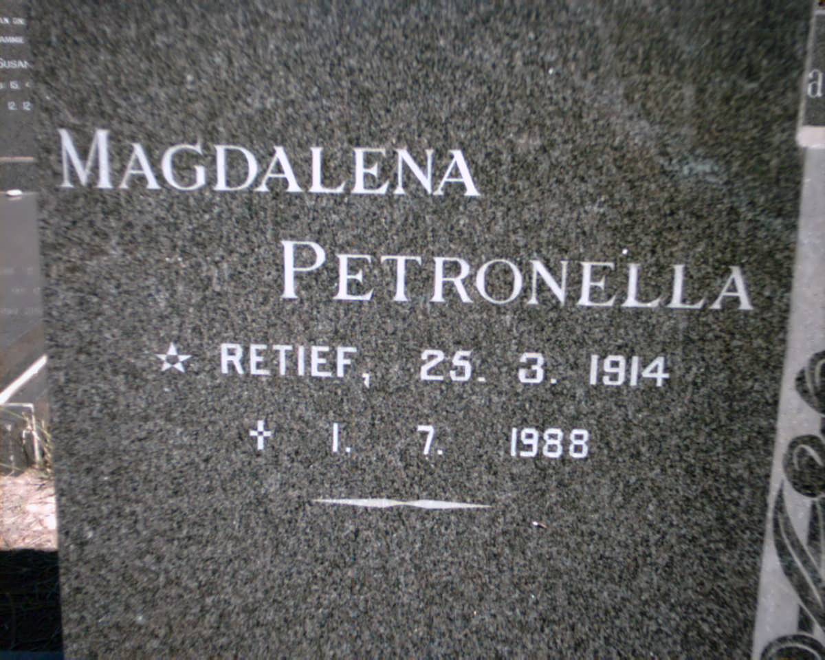 JAGER Magdalena Petronella, de nee RETIEF 1914-1988