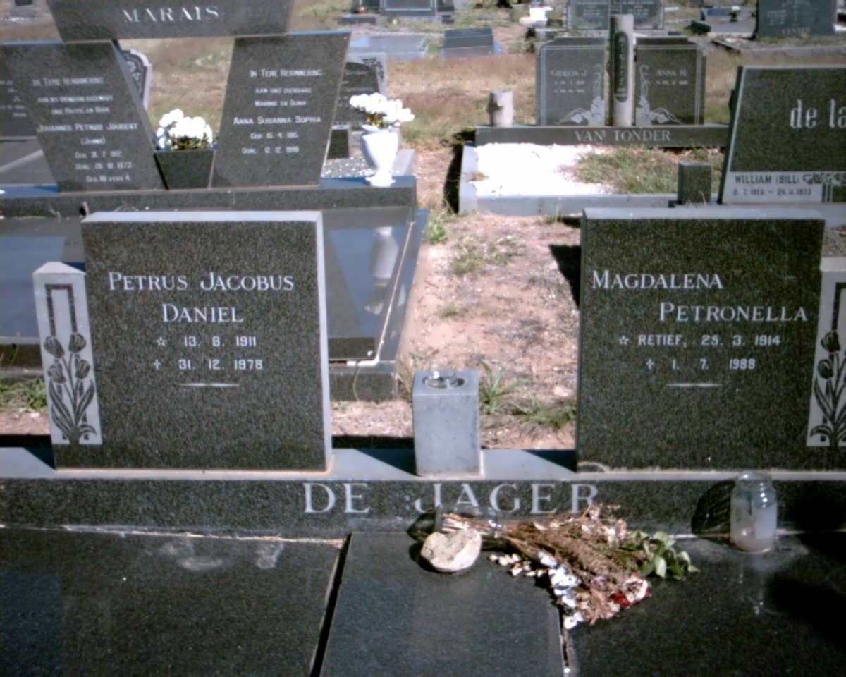 JAGER Petrus Jacobus Daniel, de 1911-1978 &amp; Magdalena Petronella RETIEF 1914-1988