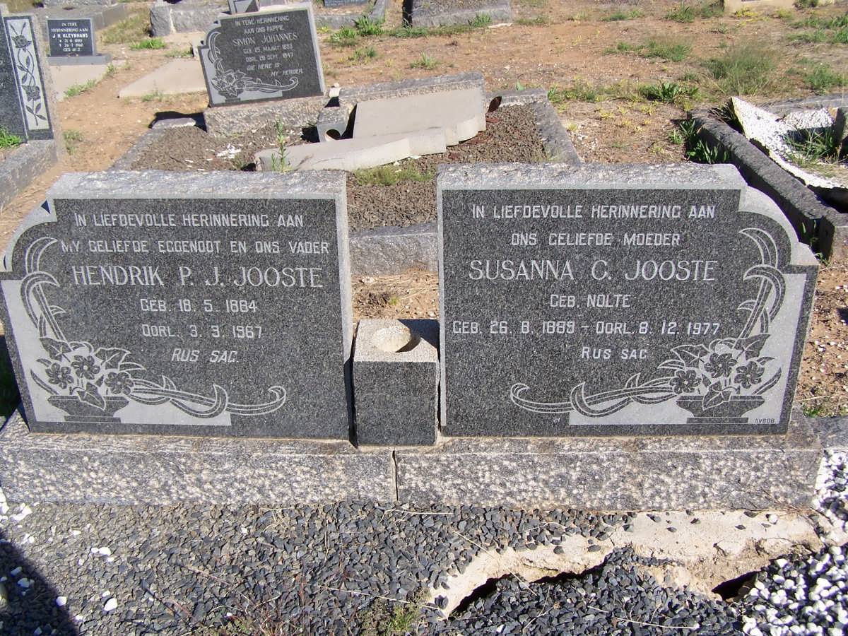 JOOSTE Hendrik P.J. 1884-1967 &amp; Susanna C. NOLTE 1889-1977
