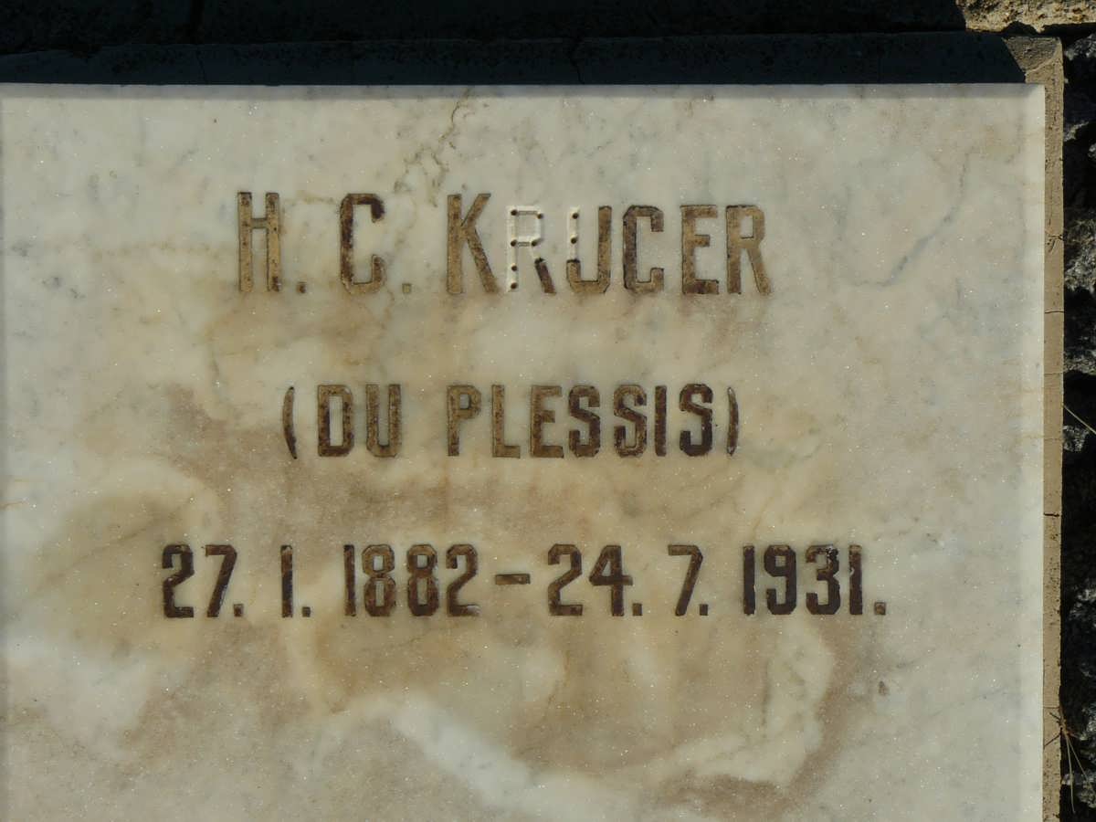 KRUGER H.C. nee DU PLESSIS 1882-1931