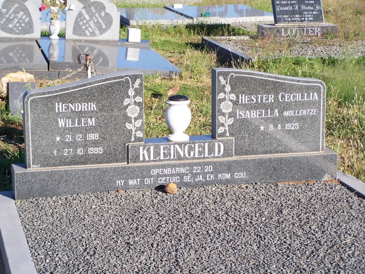 KLEINGELD Hendrik Willem 1918-1999 &amp; Hester Cecillia Isabella  MOLLENTZE 1925-