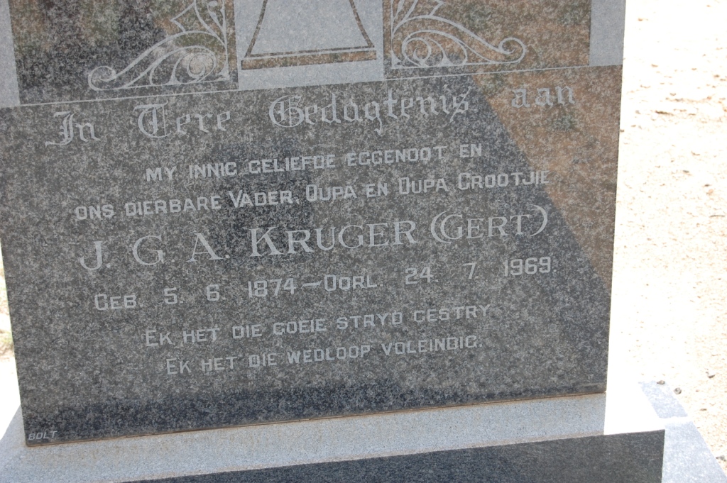KRUGER J.G.A. 1874-1969