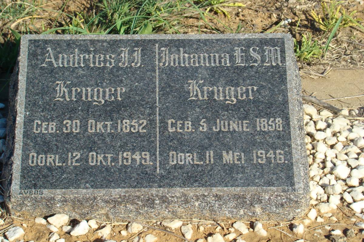 KRUGER Andries J.J. 1852-1949 &amp; Johanna E.S.M. 1858-1946