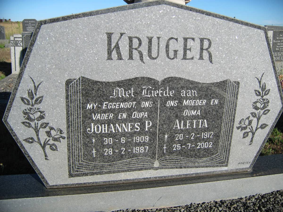 KRUGER Johannes P. 1909-1987 &amp; Aletta 1912-2002