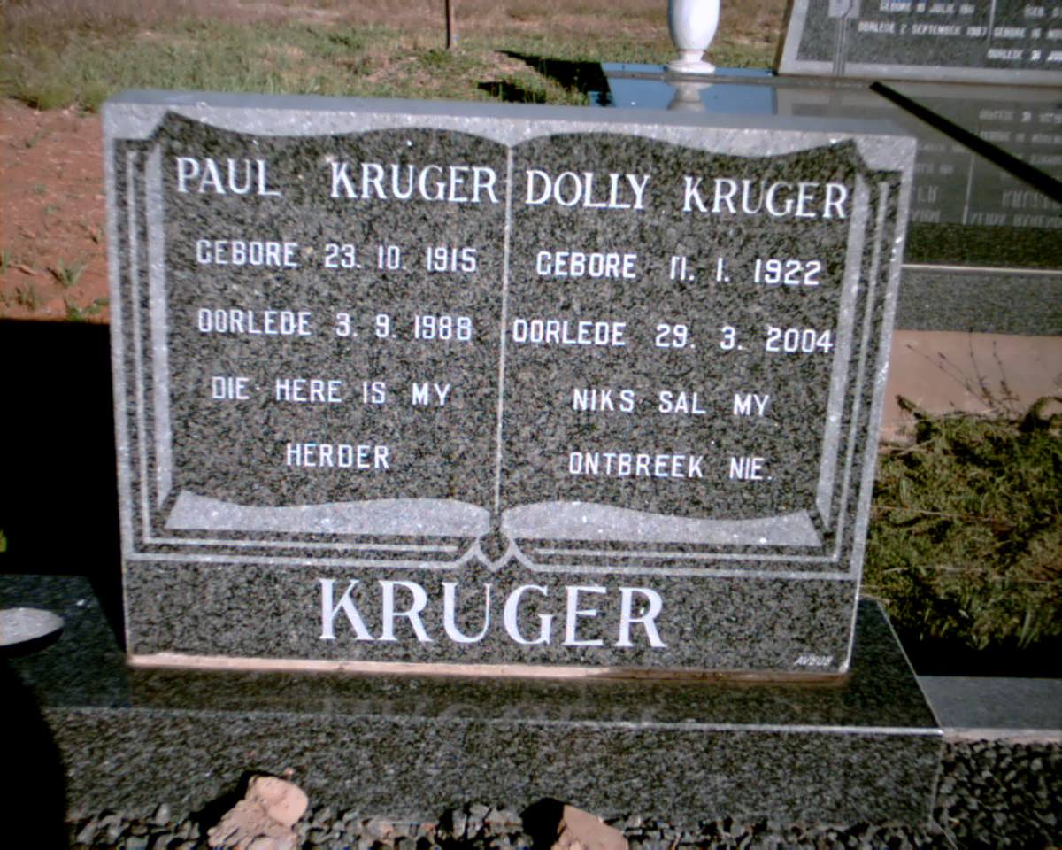KRUGER Paul 1915-1988 &amp; Dolly 1922-2004