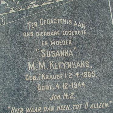 KLEYNHANS M.M. geb KRAUSE 1895-1944