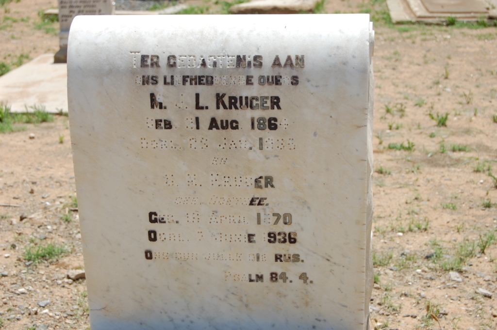 KRUGER M.J.L. 1864-1933 &amp; ?.M. ? 1870-1936