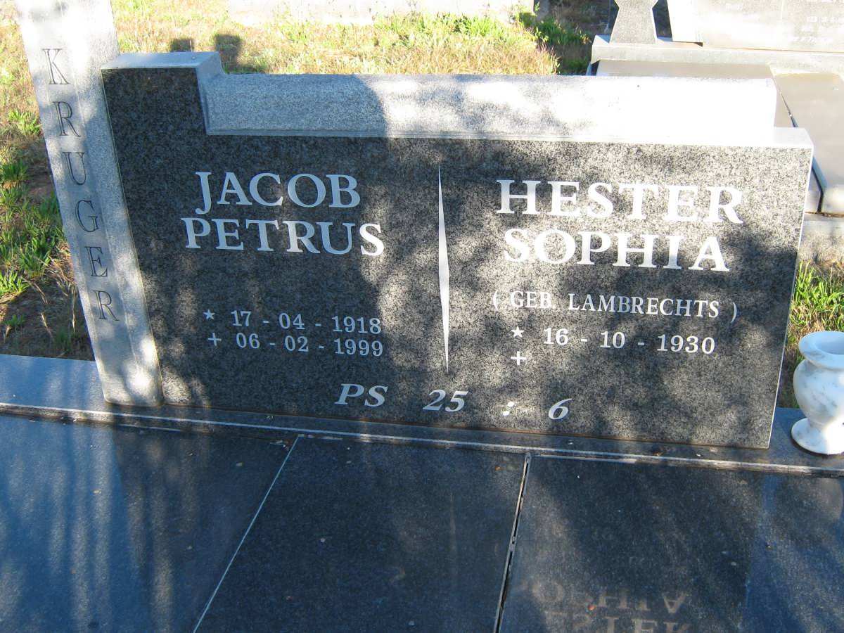 KRUGER Jacob Petrus 1918-1999 &amp; Hester Sophia LAMBRECHTS 1930