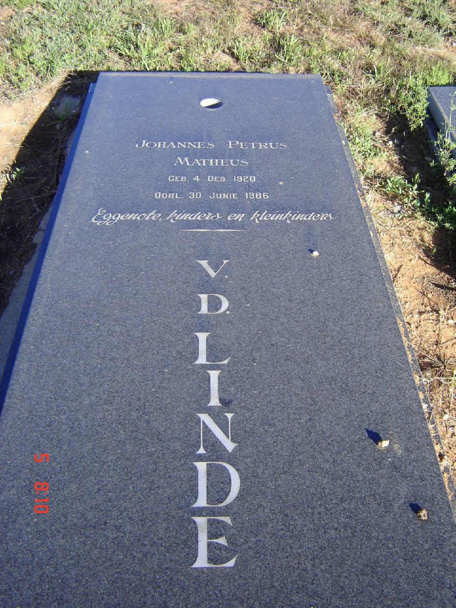 LINDE Johannes Petrus Mattheus, v.d.  1920-1986