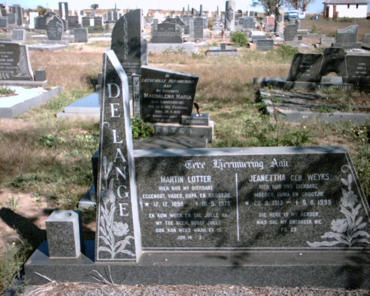 LANGE Martin Lotter, de 1898-1979 &amp; Jeanettha WEYKS 1913-1995