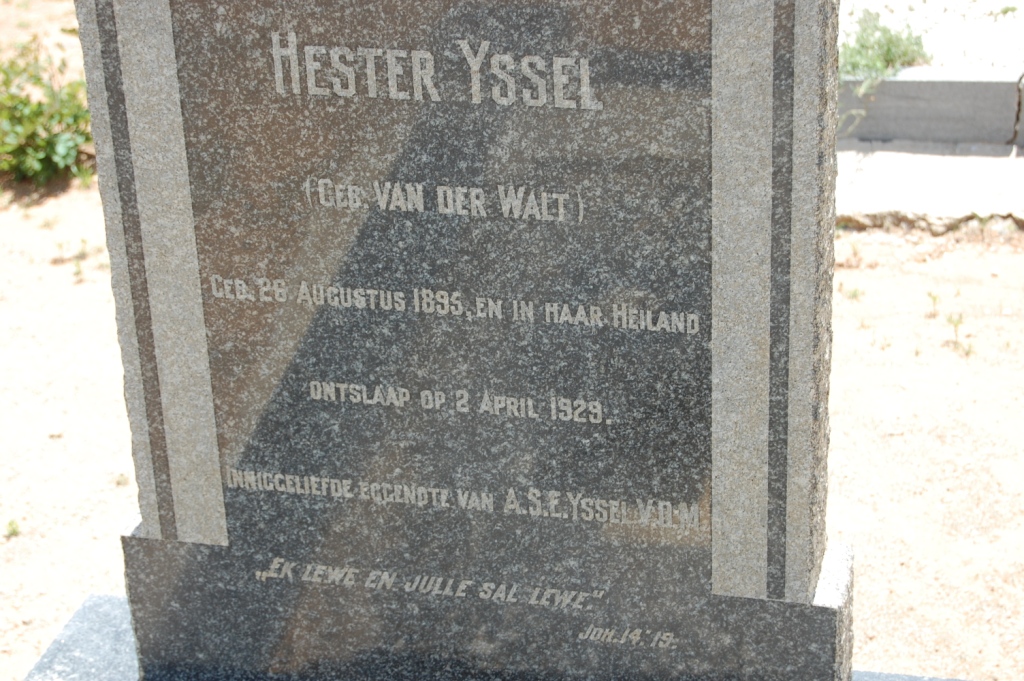 YSSEL Hester nee VAN DER WALT 1895-1929