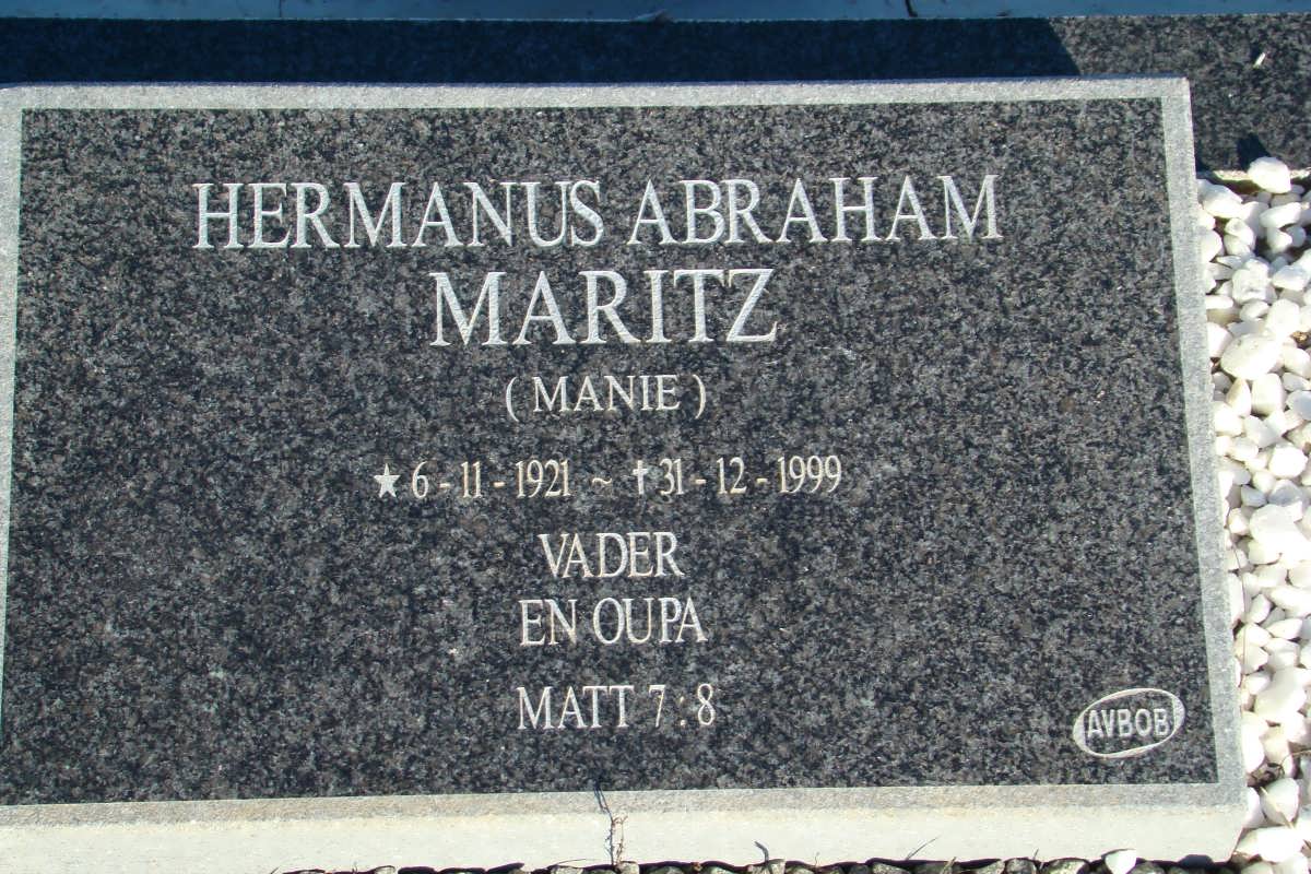 MARITZ Hermanus Abraham 1921-1999