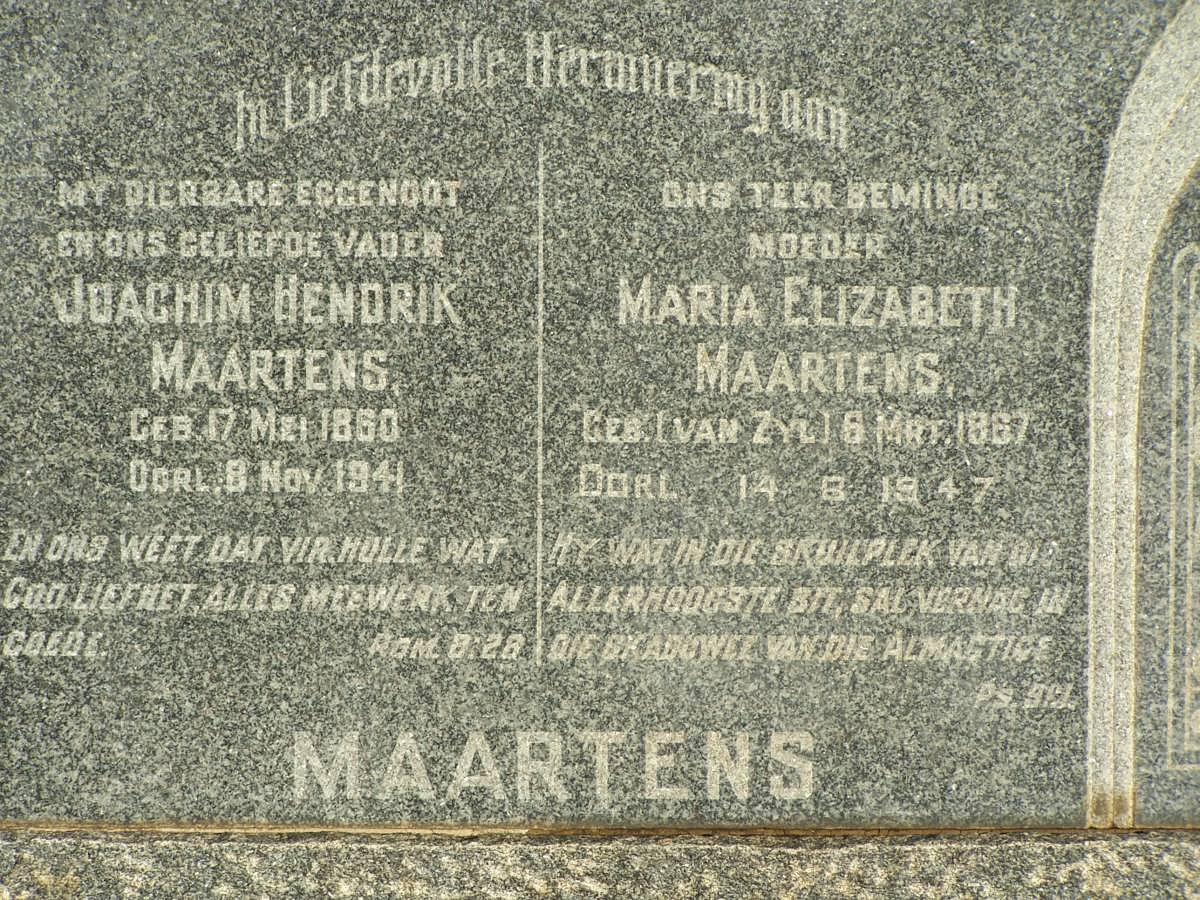 MAARTENS Joachim Hendrik 1860-1941 &amp; Maria Elizabeth VAN ZYL 1867-1947