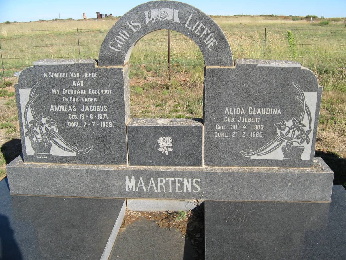 MAARTENS Andreas Jacobus 1871-1959 &amp; Alida Claudina JOUBERT 1903-1980