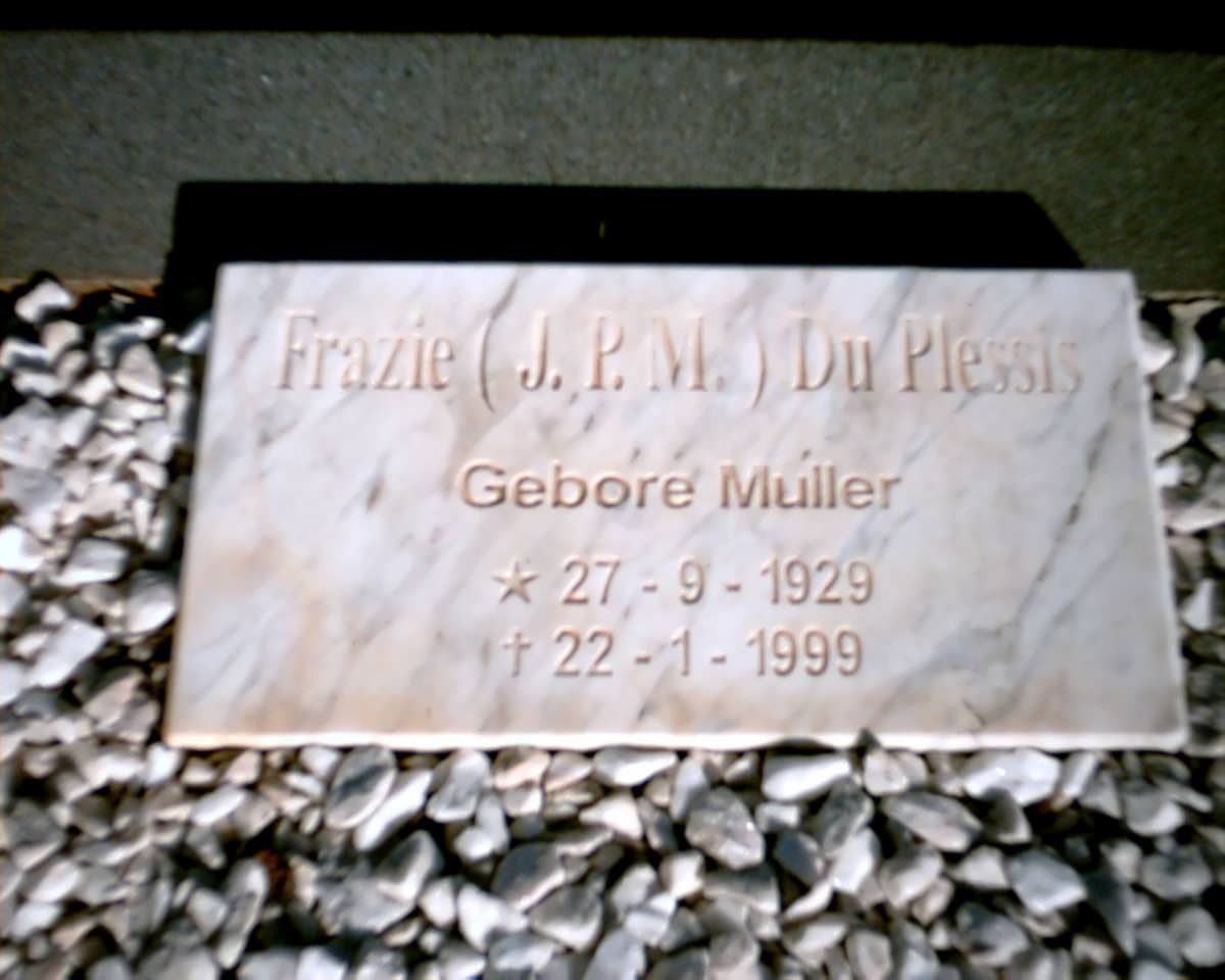 PLESSIS J.P.M., du nee MULLER 1929-1999