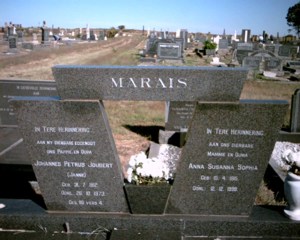 MARAIS Johannes Petrus Joubert 1912-1973 &amp; Anna Susanna Sophia 1915-1999                            