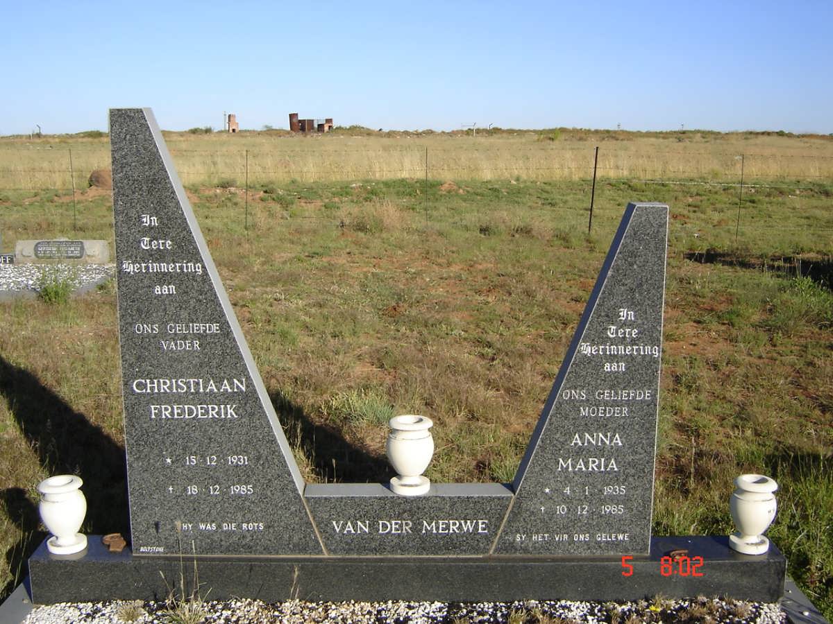 MERWE Christiaan Frederik, van der 1931-1985 &amp; Anna Maria 1935-1985