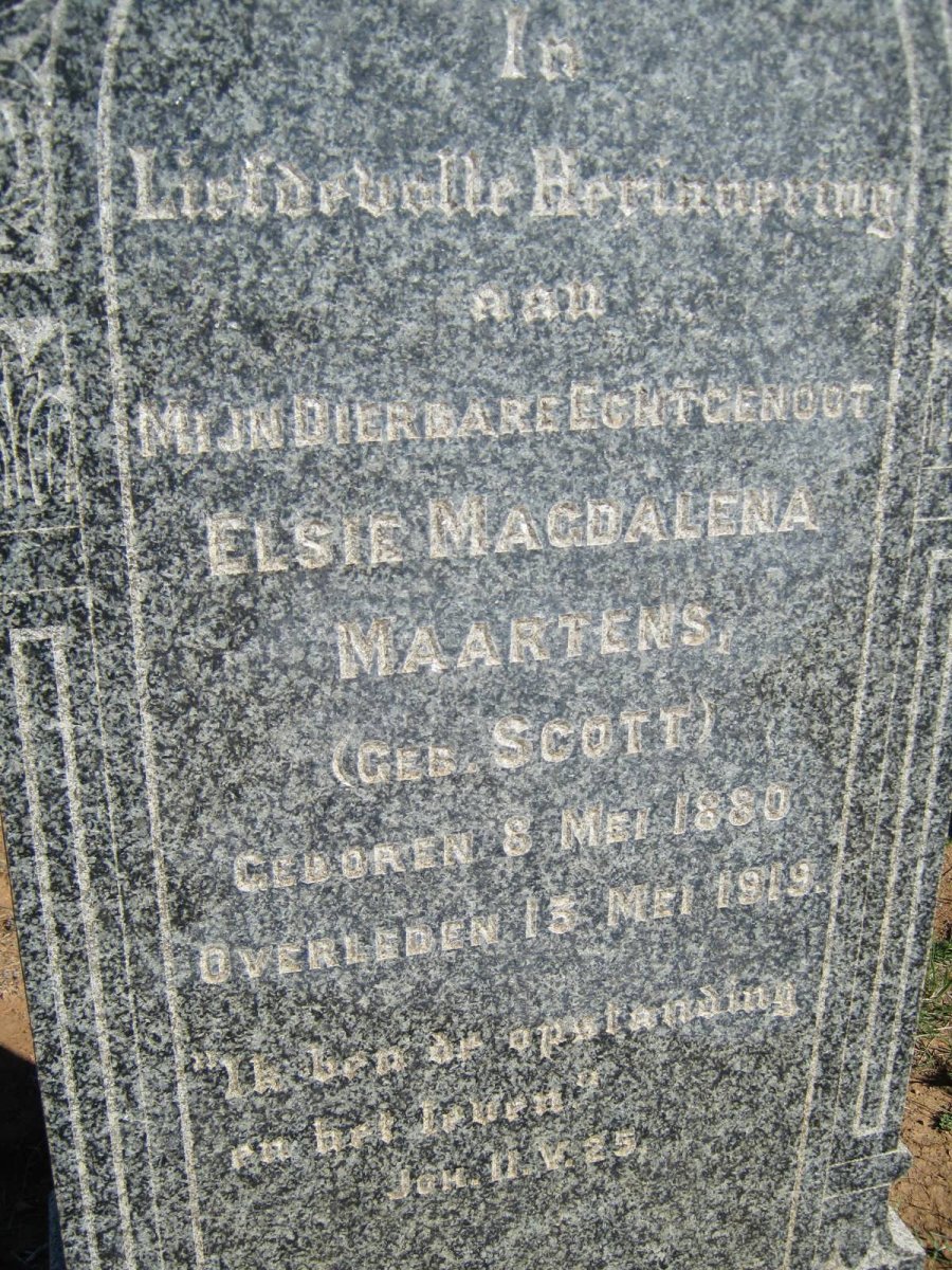 MAARTENS Elsie Magdalena nee SCOTT 1880-1919
