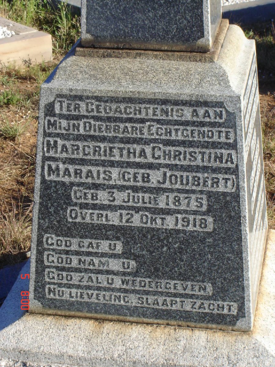 MARAIS Margrietha Christina nee JOUBERT 1875-1918