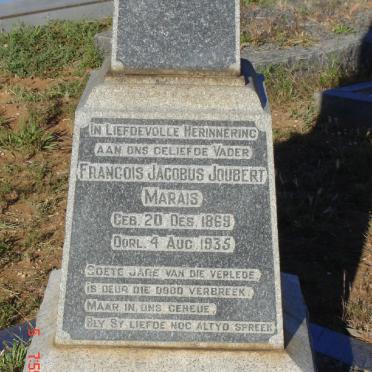 MARAIS Francois Jacobus Joubert 1869-1935 &amp; Margrietha Christina JOUBERT 1875-1918 