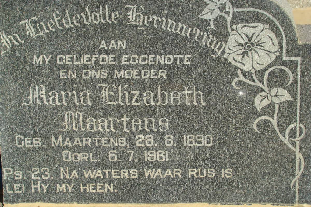 MAARTENS Maria Elizabeth nee MAARTENS 1890-1961