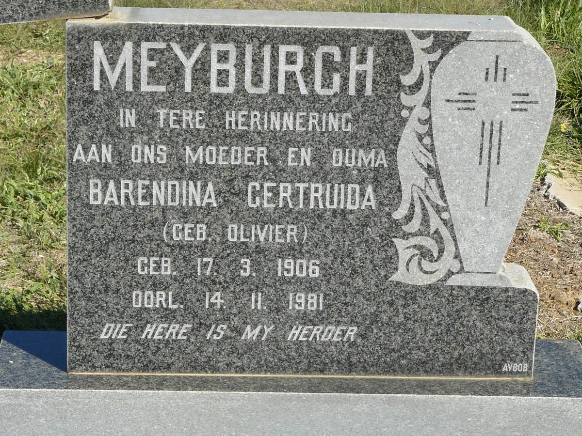 MEYBURGH Barendina Gertruida nee OLIVIER 1906-1981