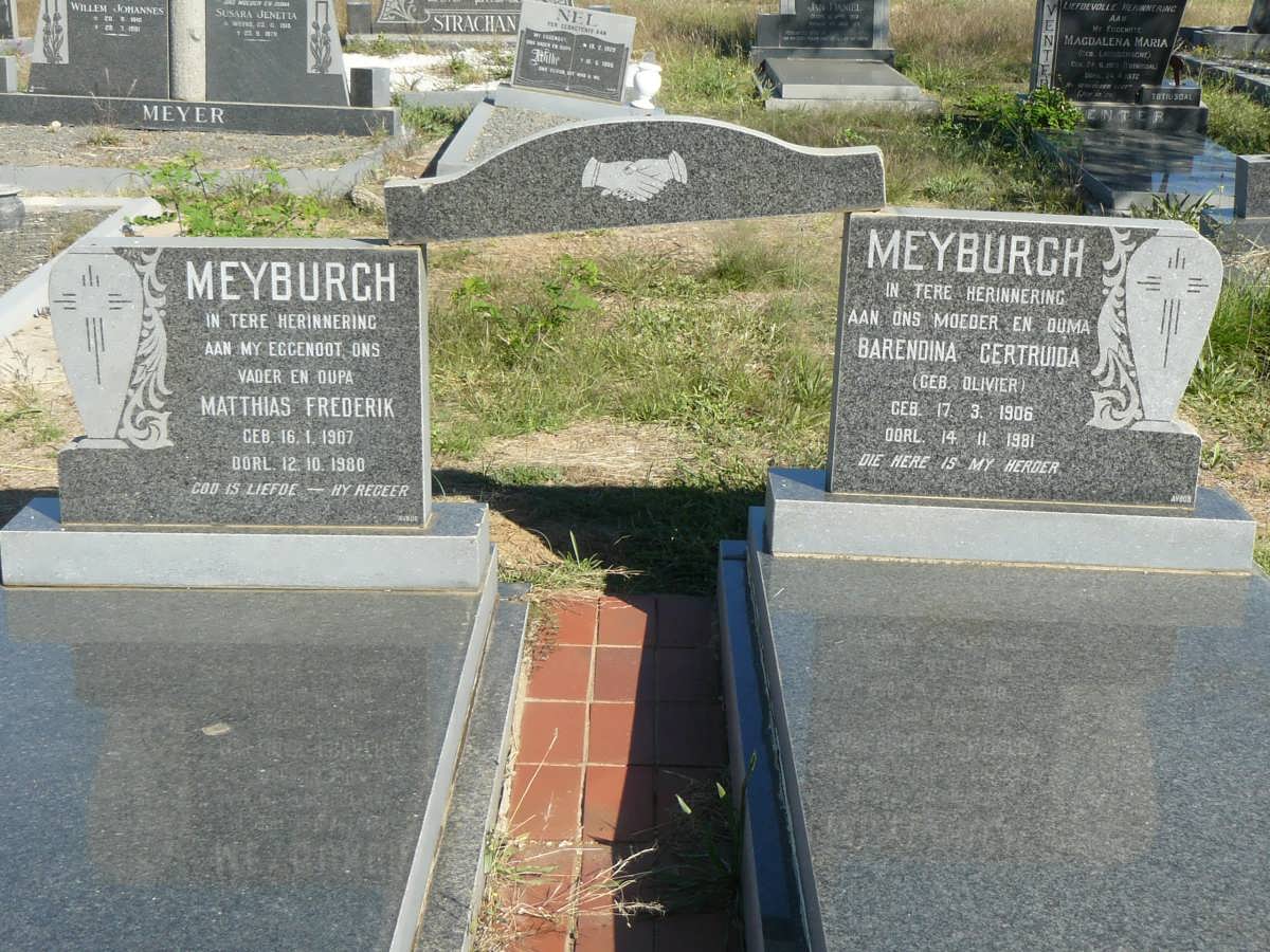 MEYBURGH Matthias Frederik 1907-1980 &amp; Barendina Gertruida OLIVIER 1906-1981 