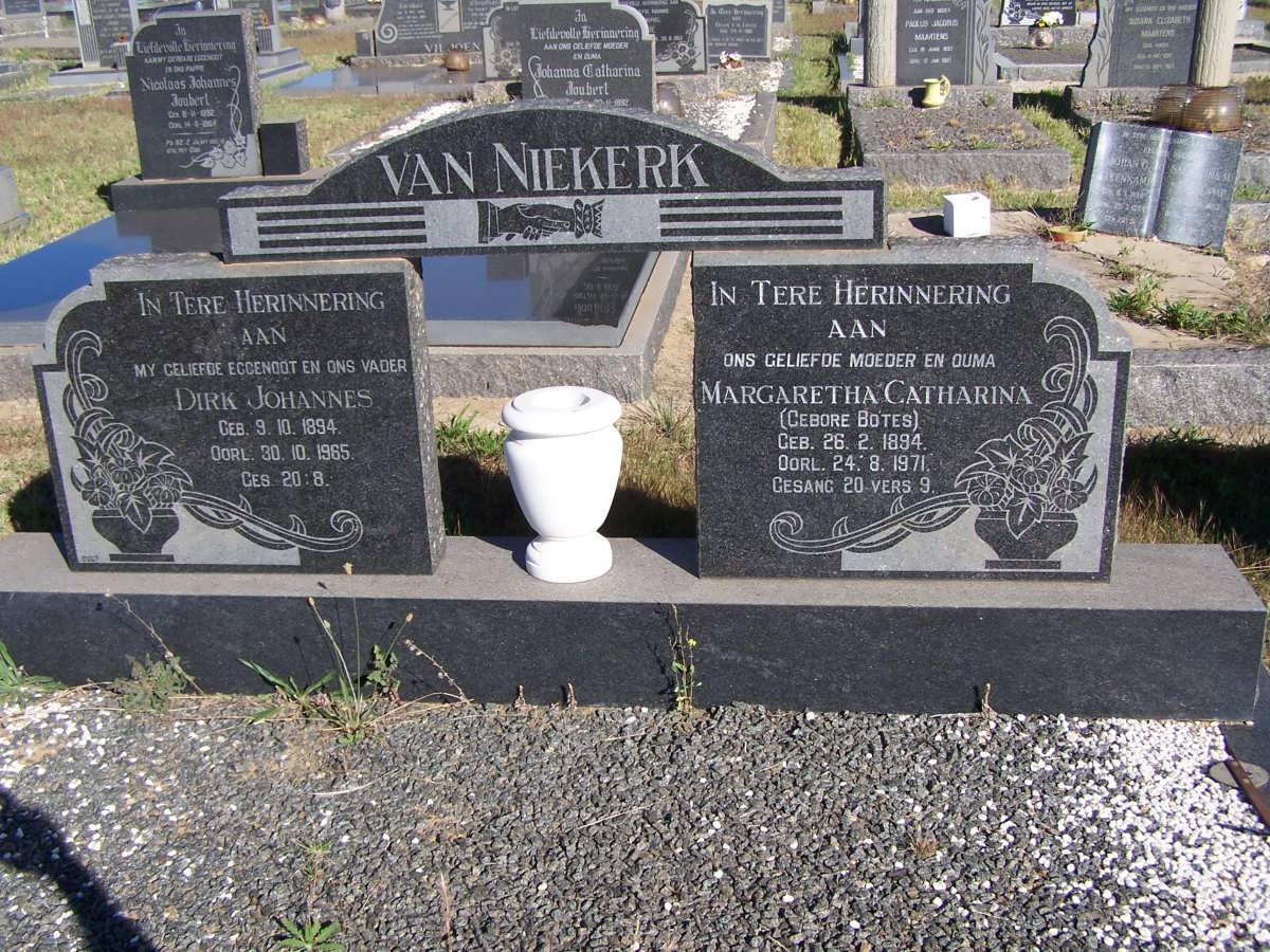 NIEKERK Dirk Johannes, van 1894-1965 &amp; Margaretha Catharina BOTES 1894-1971