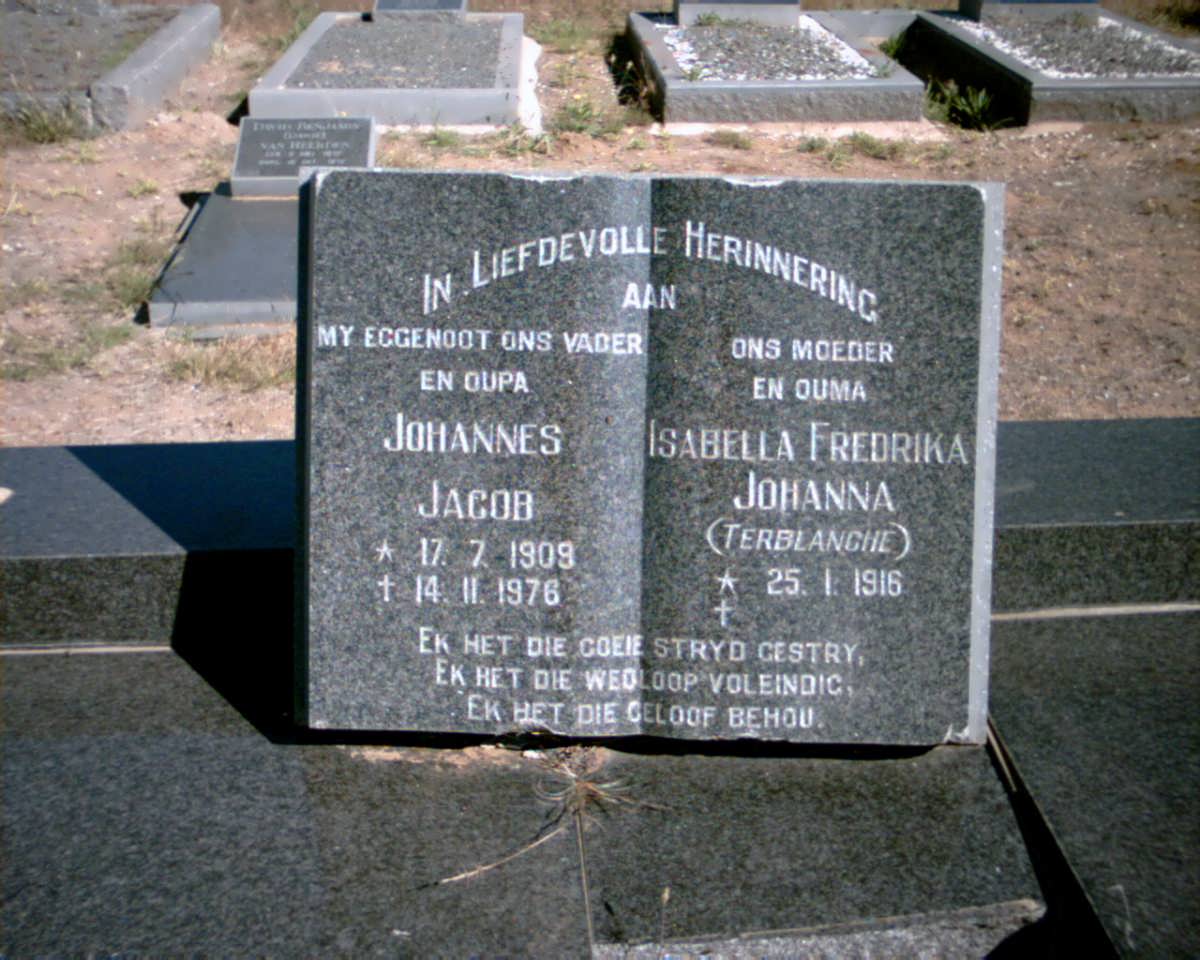 NEETHLING Johannes Jacob 1909-1976 &amp; Isabella Fredrika Johanna TERBLANCHE 1919-