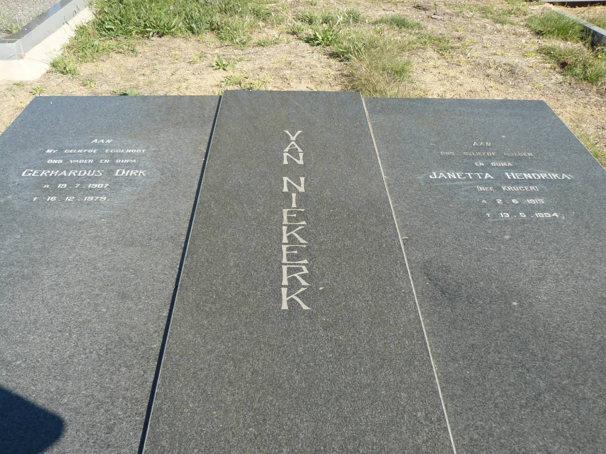NIEKERK Gerhardus Dirk, van 1907-1979 &amp; Janetta Hendrika  KRUGER 1915-1994