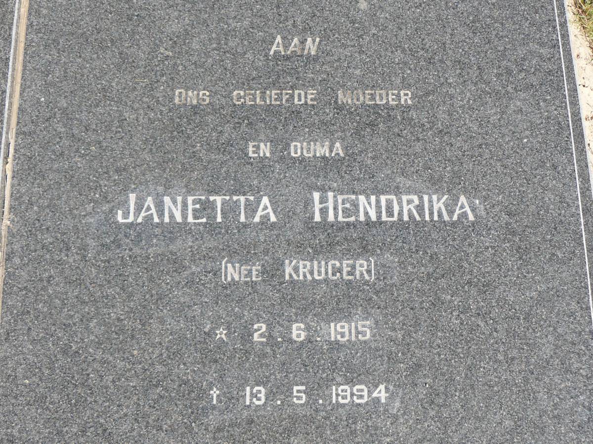NIEKERK Janetta Hendrika, van nee KRUGER 1915-1994