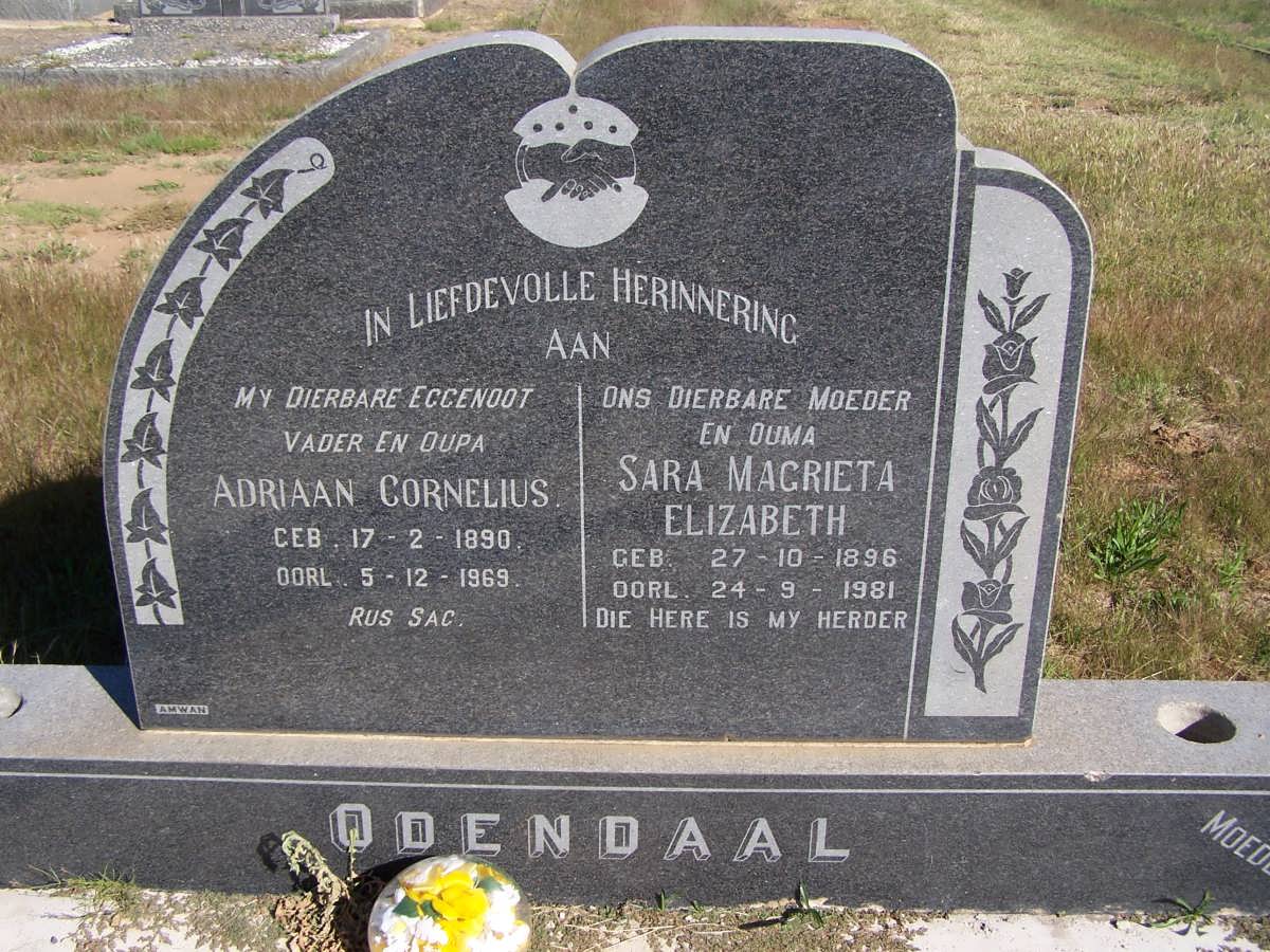 ODENDAAL Adriaan Cornelius 1890-1969 &amp; Sara Magrieta Elizabeth 1896-1981