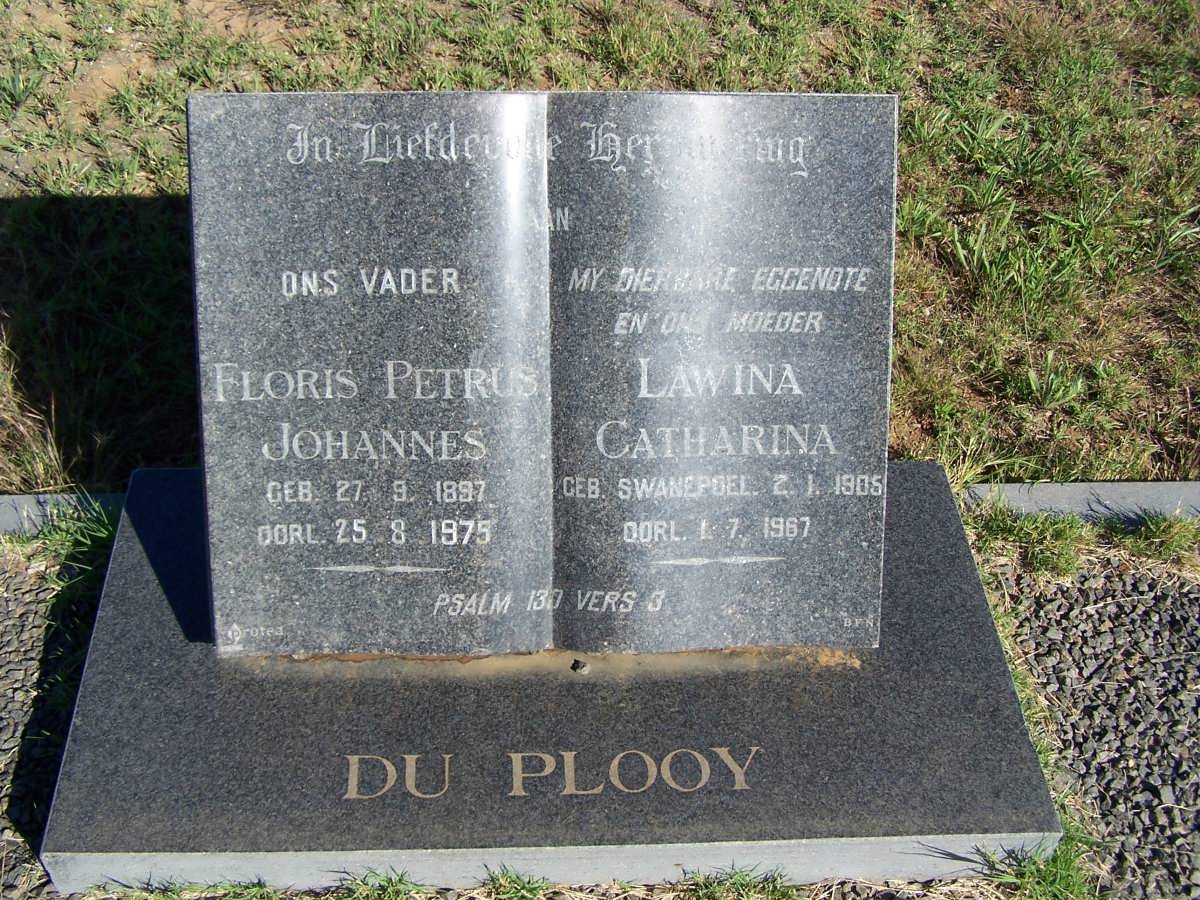 PLOOY Floris Petrus Johannes, du 1897-1975 &amp; Lawina Catharina SWANEPOEL 1905-1967