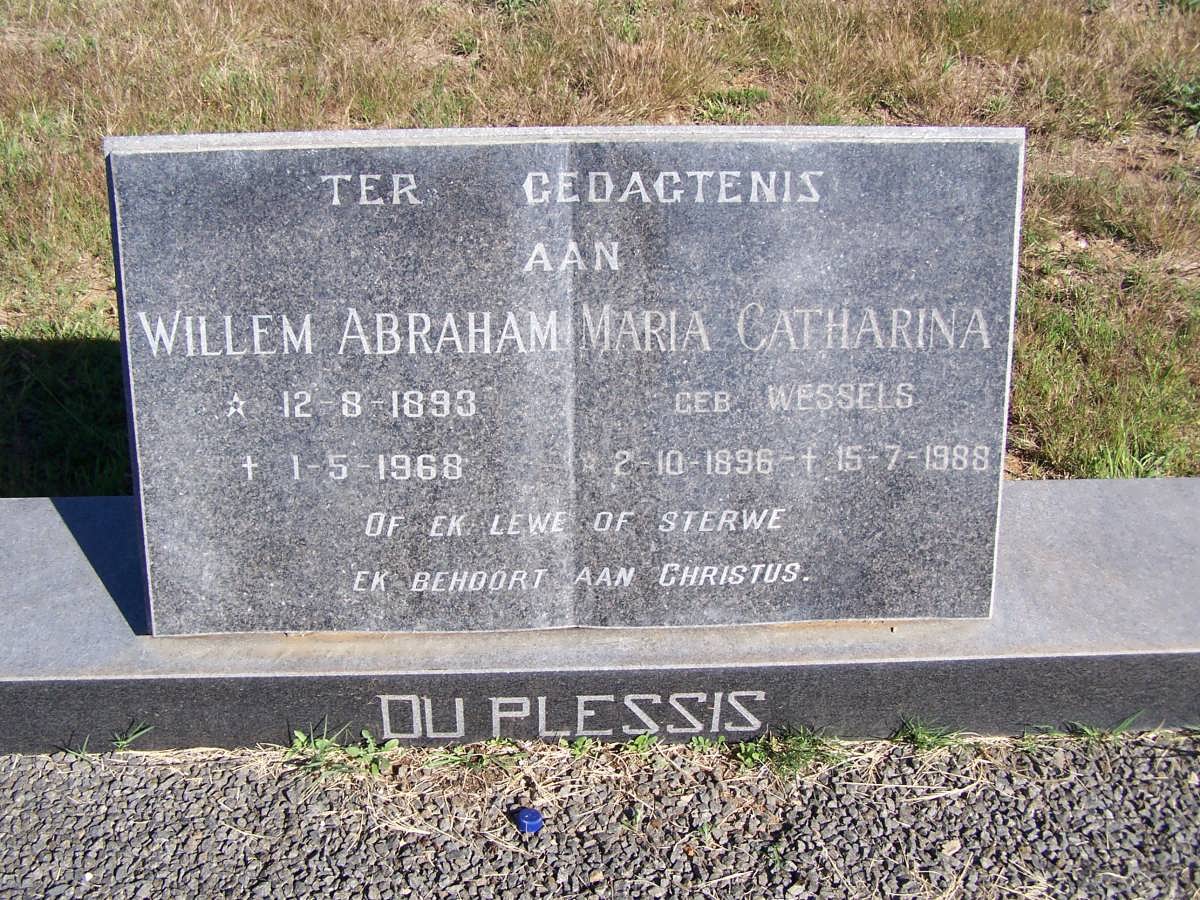 PLESSIS Willem Abraham, du 1893-1968 &amp; Maria Catharina WESSELS 1896-1988