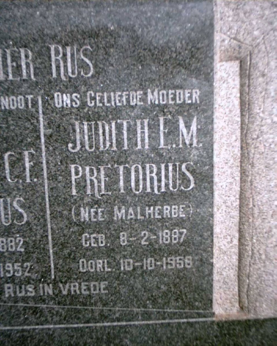 PRETORIUS Judith E.M. MALHERBE 1887-1958